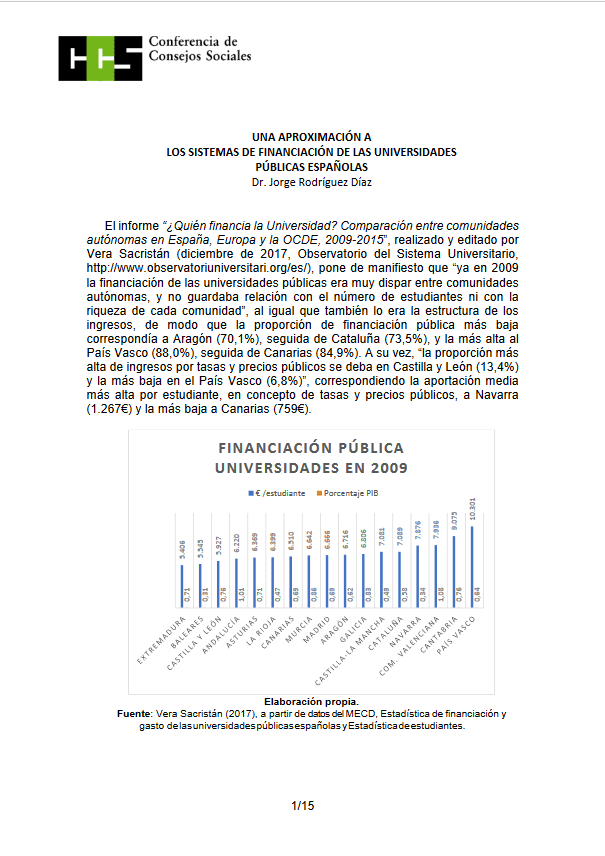DOCUMENTO SOBRE LOS MODELOS DE FINANCIACIÓN VIGENTES